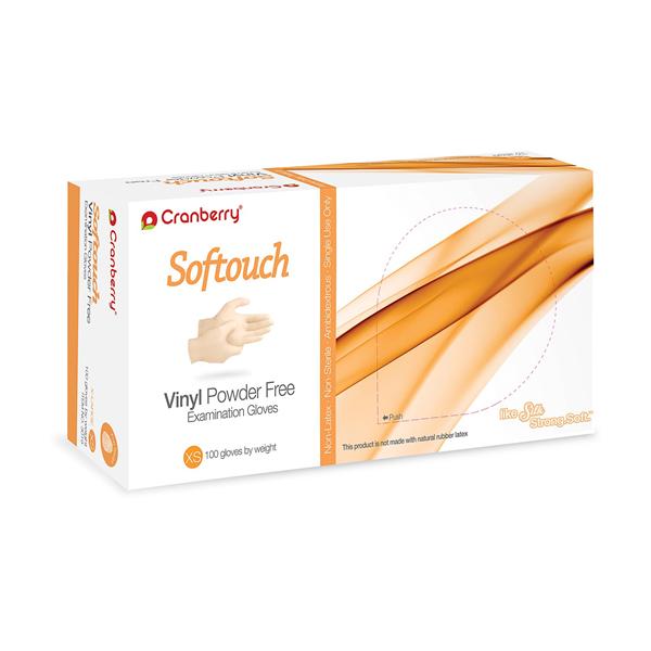 Gloves Exam Cranberry SofTouch PF Vinyl Latex-Free 9.5 in XS Clear 10Bx/Ca